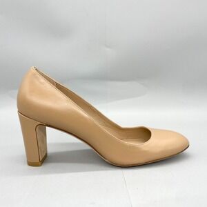 Stuart Weitzman Womens 6.5B‎ Vida 75 Pumps Shoes Nude Leather Block Heel Slip On